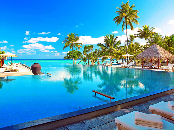maldives resort for adi blue in ground swimming pool wallpaper preview